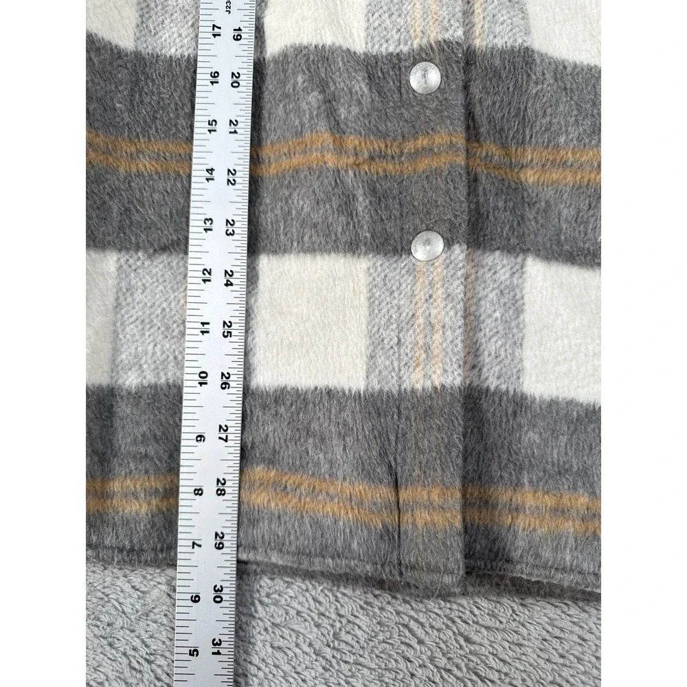 [BLANKNYC] Mens Plaid Snap Down‎ Shirt Jacket Shacket Coat Gray White Size M